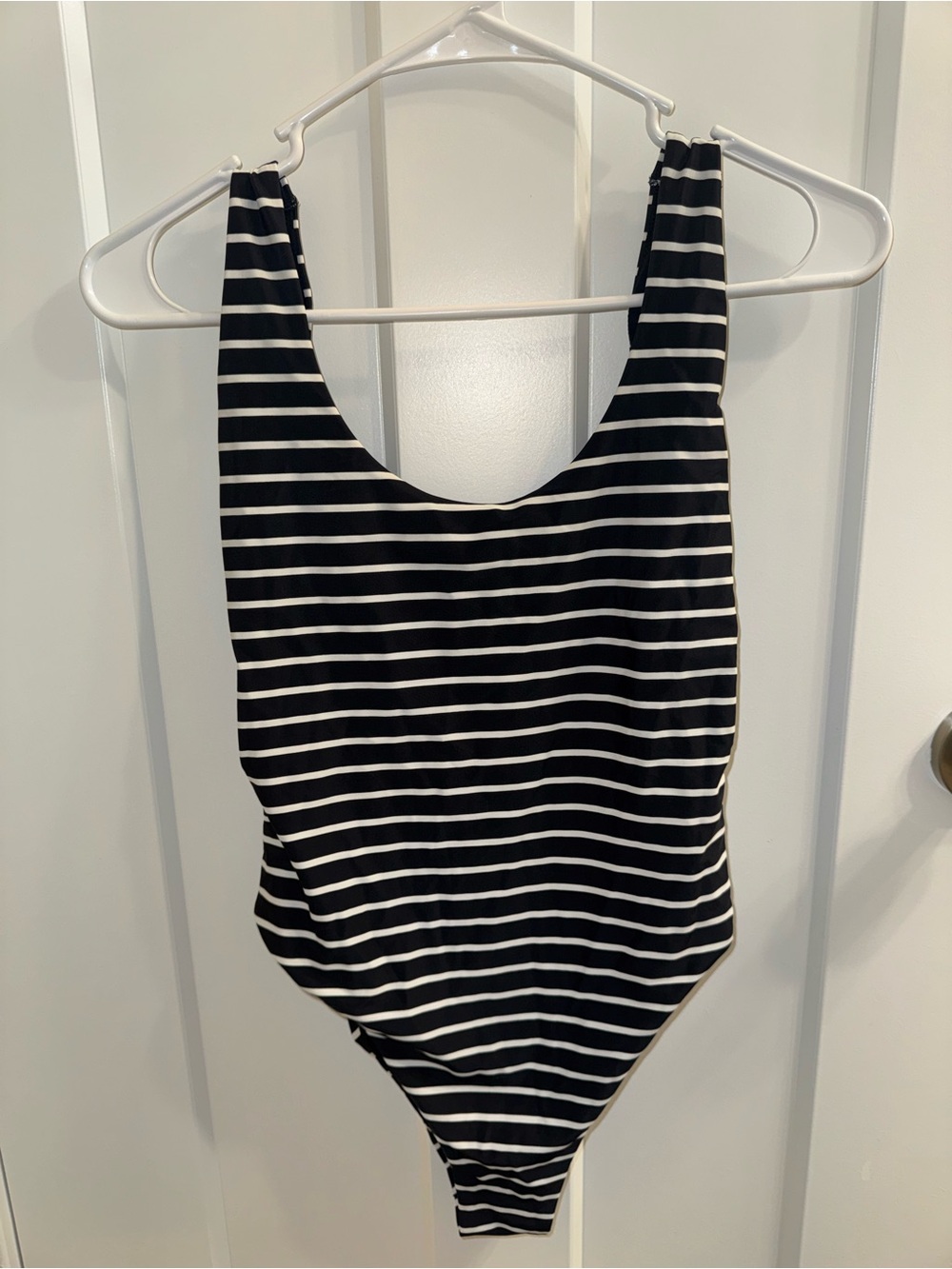 aerie Black and White Striped One-Piece Swimwear